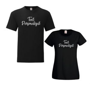 Set tricouri cuplu "Text Personalizat" negru/negru